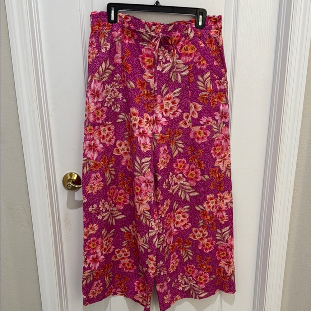 Loft linen wide leg pant Large